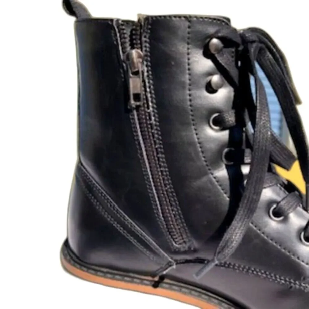 Size: 11.5 Captain Leather Boots Chrome Leather Black Thursday {Unlisted} In Box